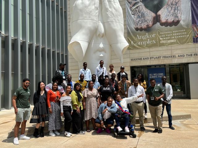 Mandela Washington Fellows pose outside at University of Michigan Museum of Art