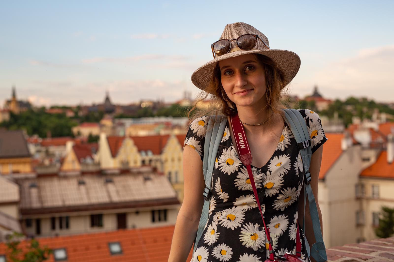 Rachel in flowered dress in Czech Republic