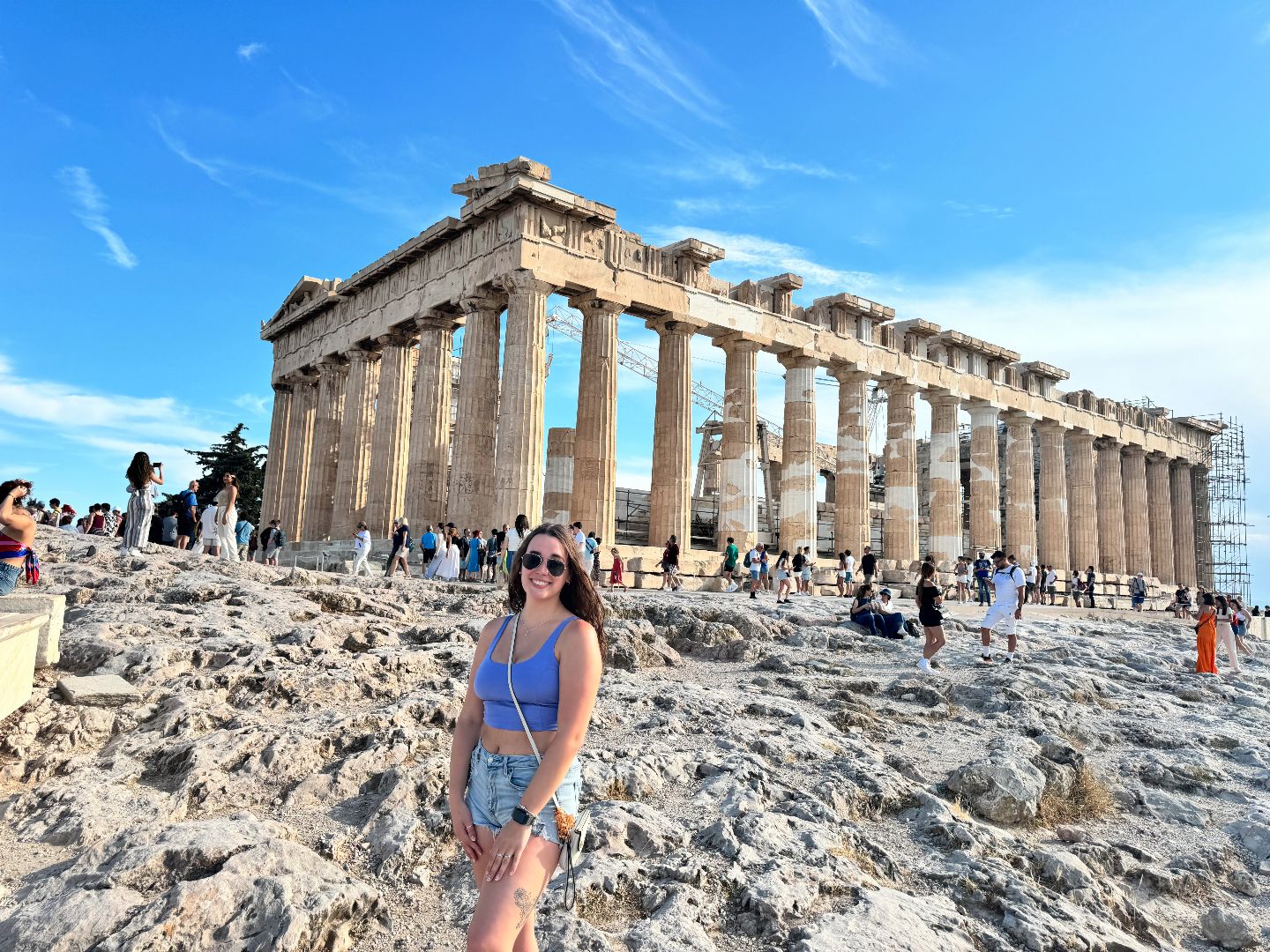 Faith standing in front of the Acropolis in Athens