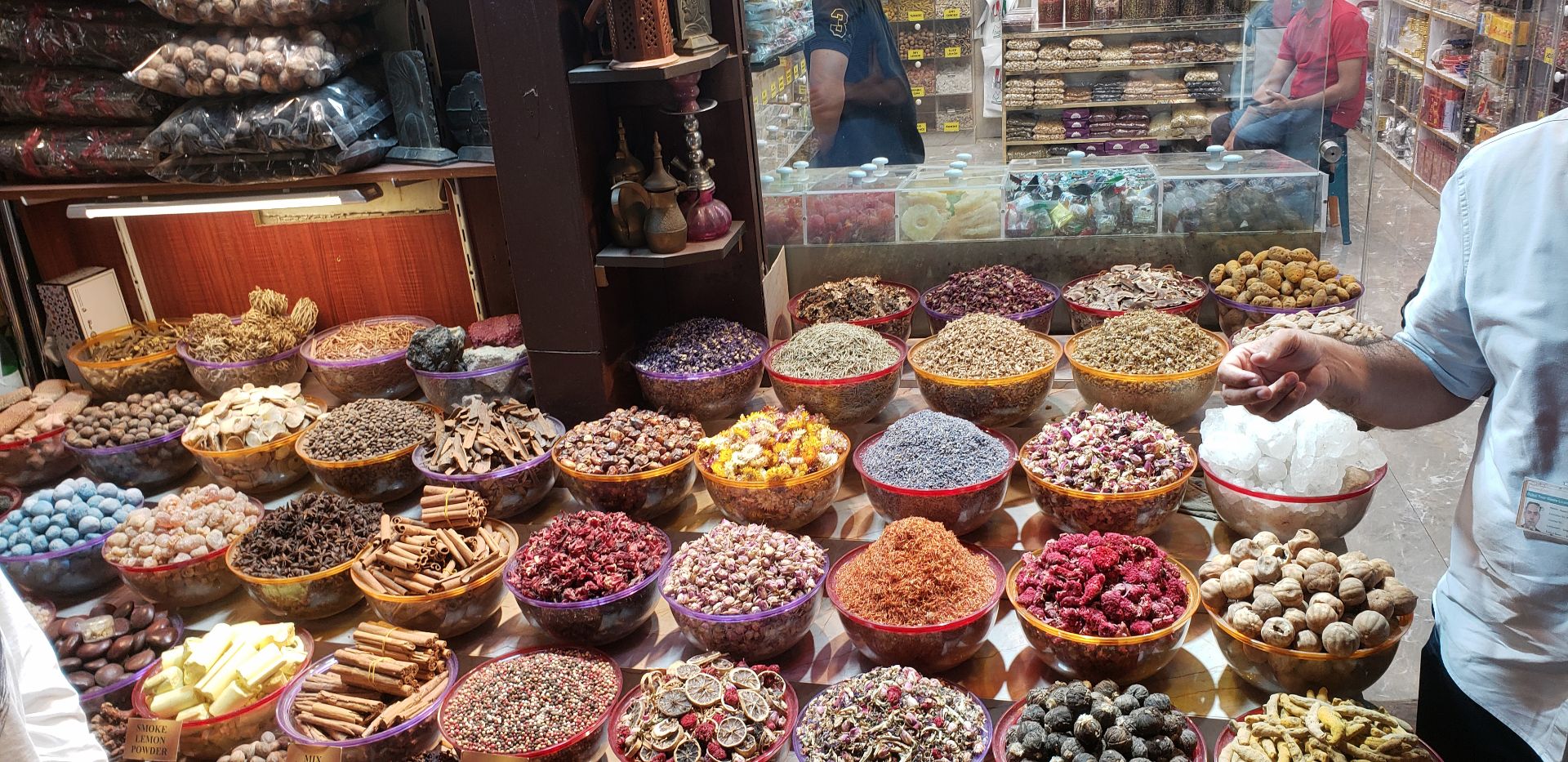 Colorful spices in the market of Old Dubai