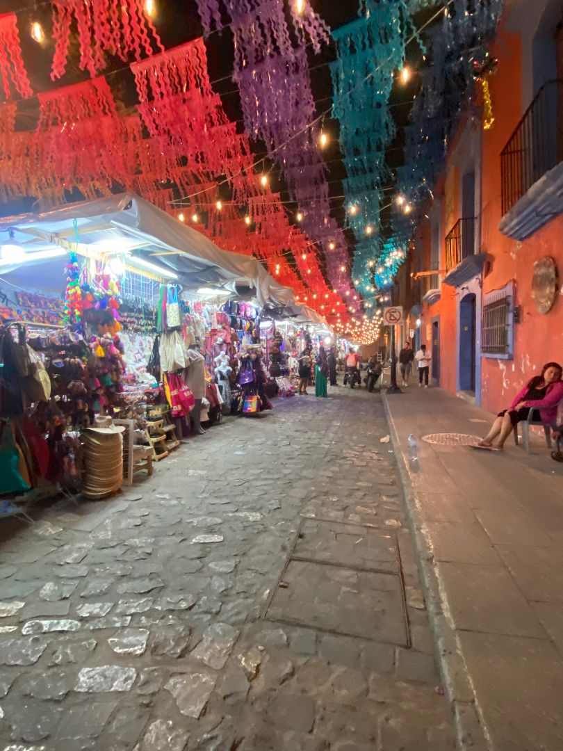 Local street vendors at night in Oaxaca