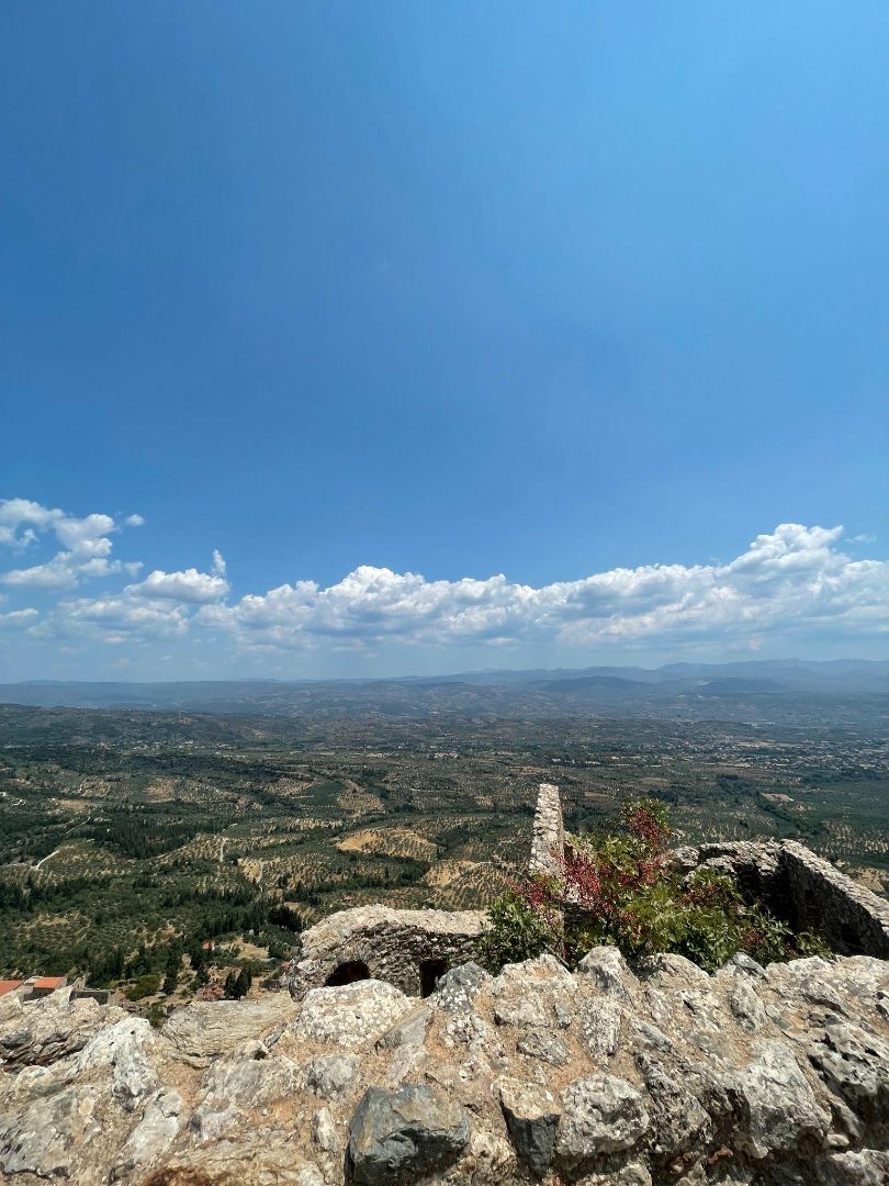 View of Greek land from atop a mountain