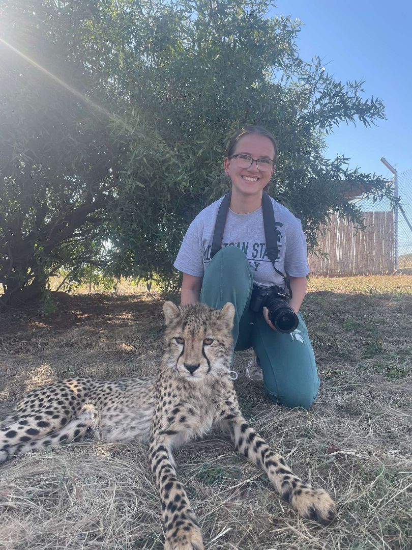 Erin with cheetah named Mik Mik