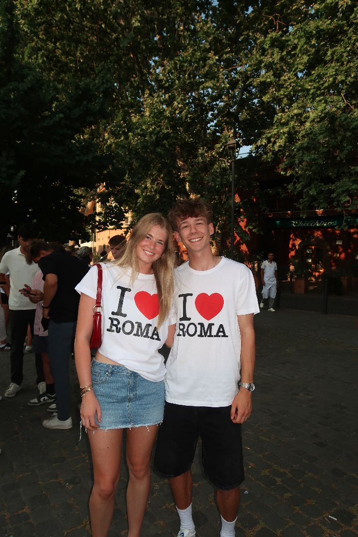Landon and friend wearing I love Roma tee shirts