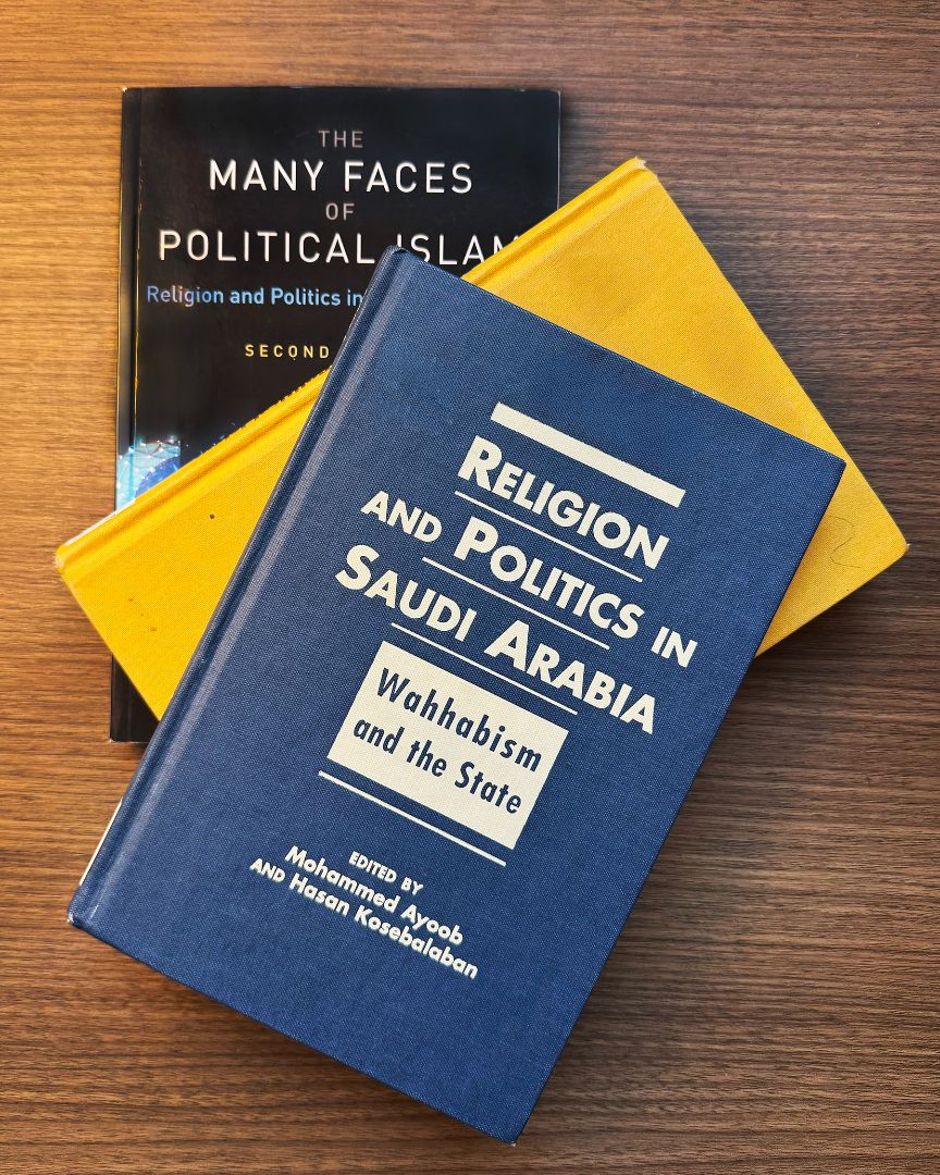 Book cover titled "Religion and Politics in Saudi Arabia: Wahhabism and the State."