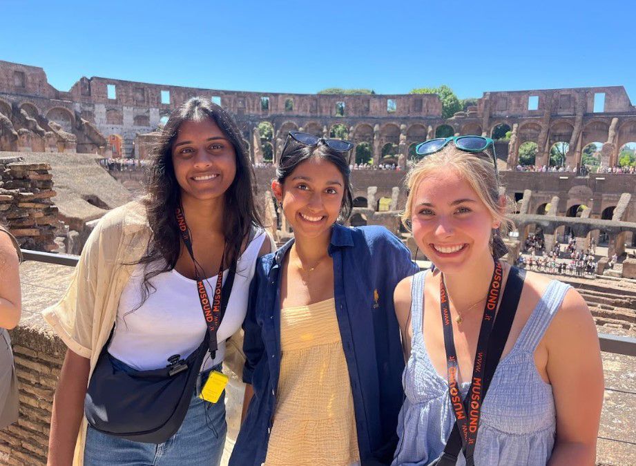 Abigail and friends pose inside the Colesium in Rome