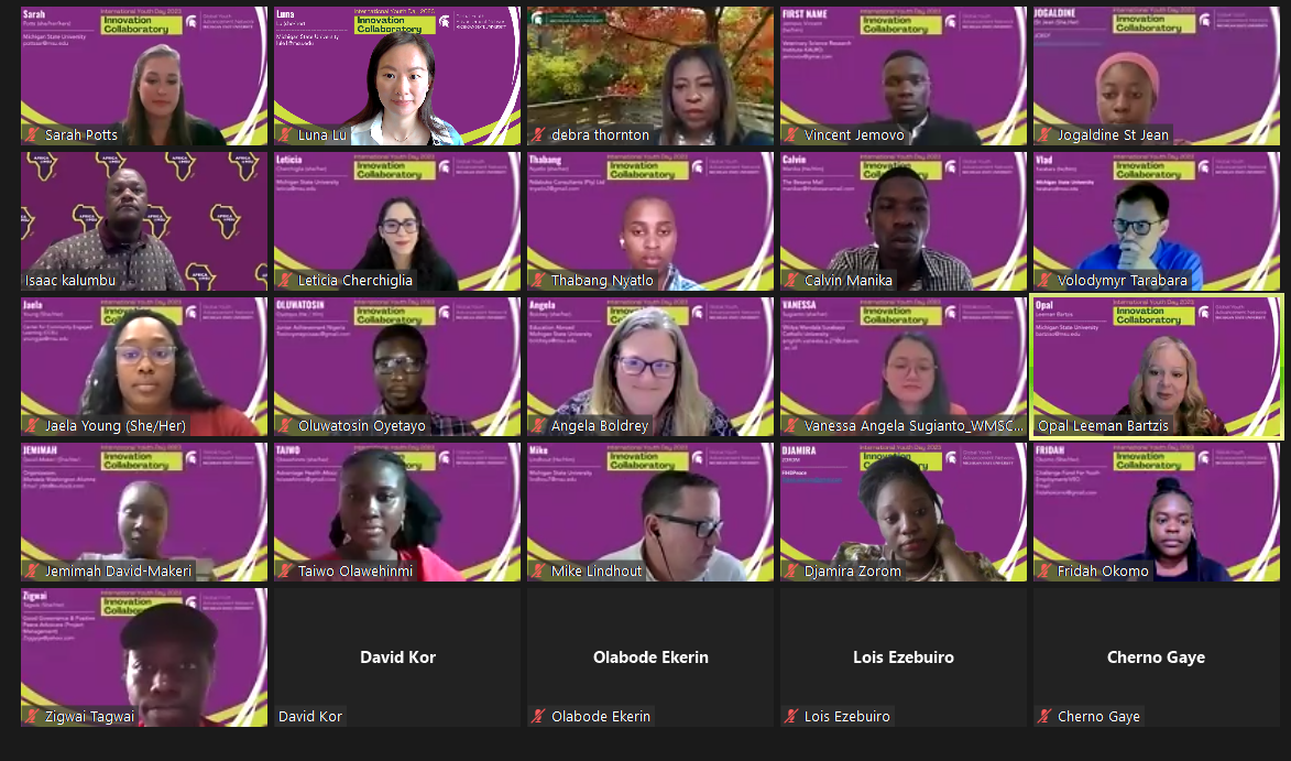 Screenshot of some of the IYD 2023 participants on Microsoft Teams