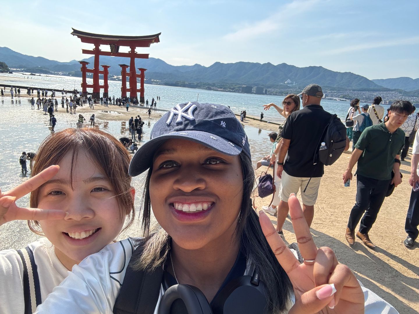 Mykalyn and friend posing in front of the torri gate