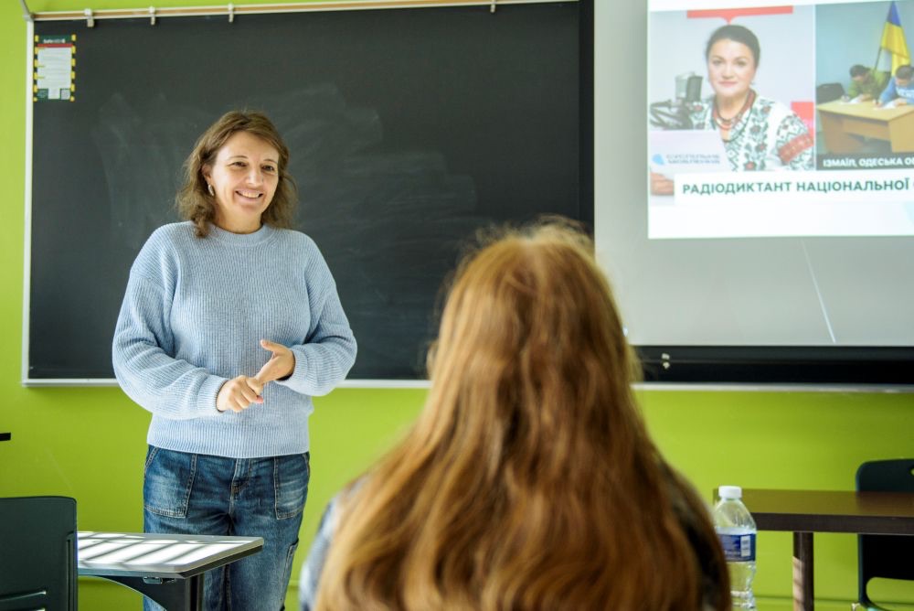 Dr. Kseniia Borodin in the classroom