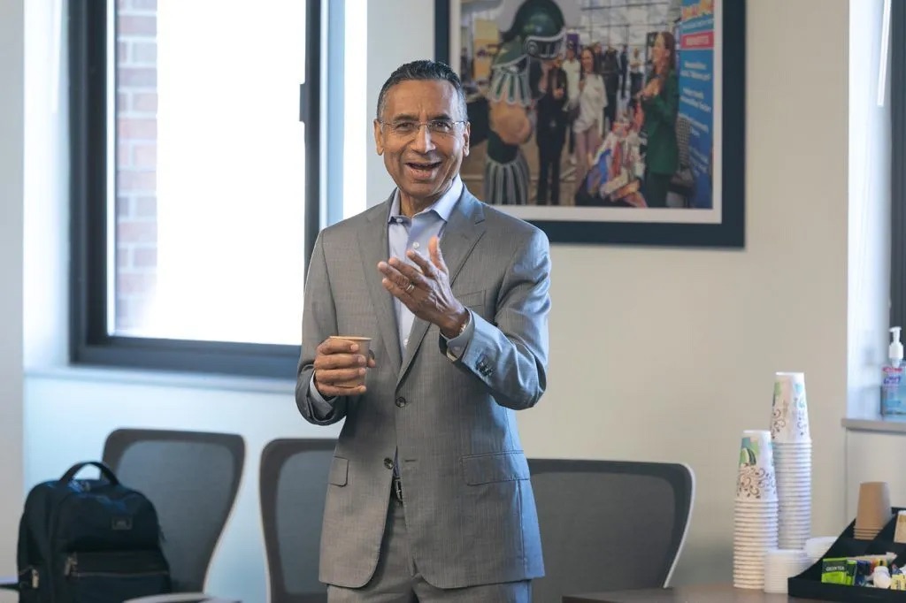 Lalwani speaking to group