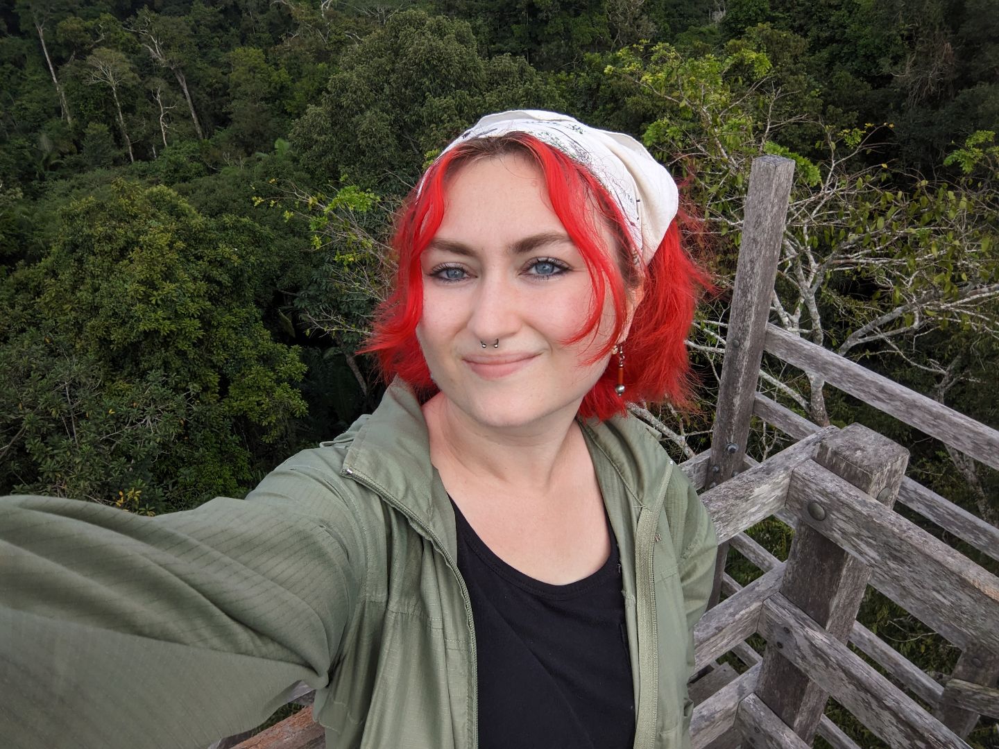 Nicoline taking a selfie in a forest in Peru