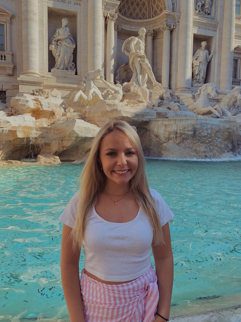 Hailey Byers in front of Trevi Fountain in Rome Italy