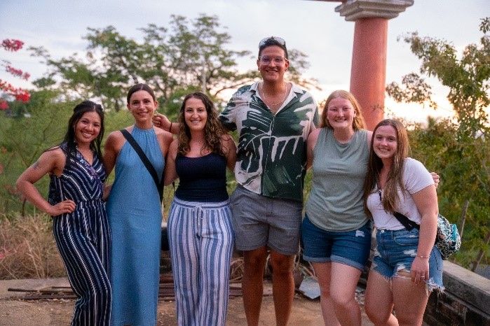 Group shot of students at sunset in Mexico
