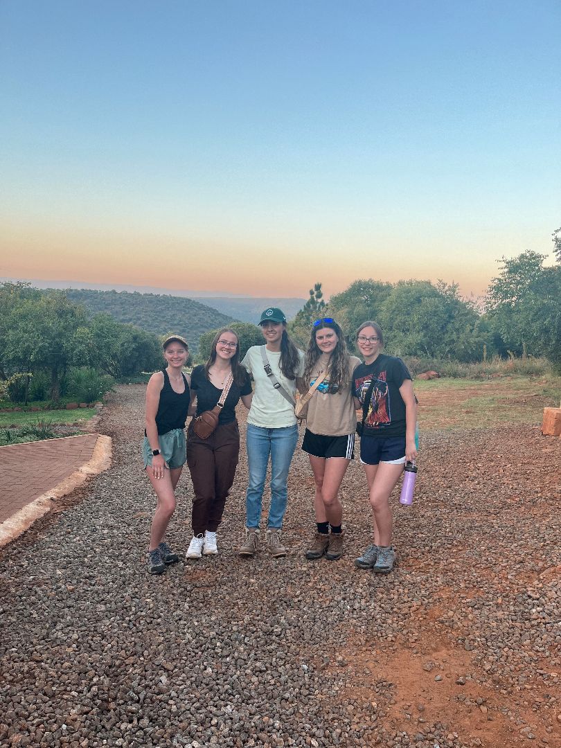 group of MSU students posing on a trail in South Africa