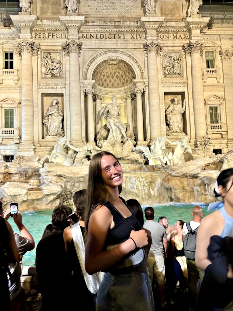 Joanna posing in front of the Trevi Fountain in Rome