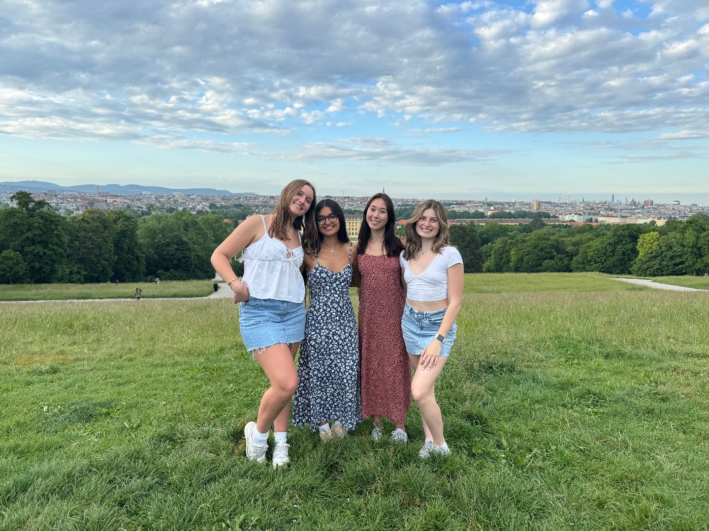 Sarah and friends pose on a mountaintop in Germany
