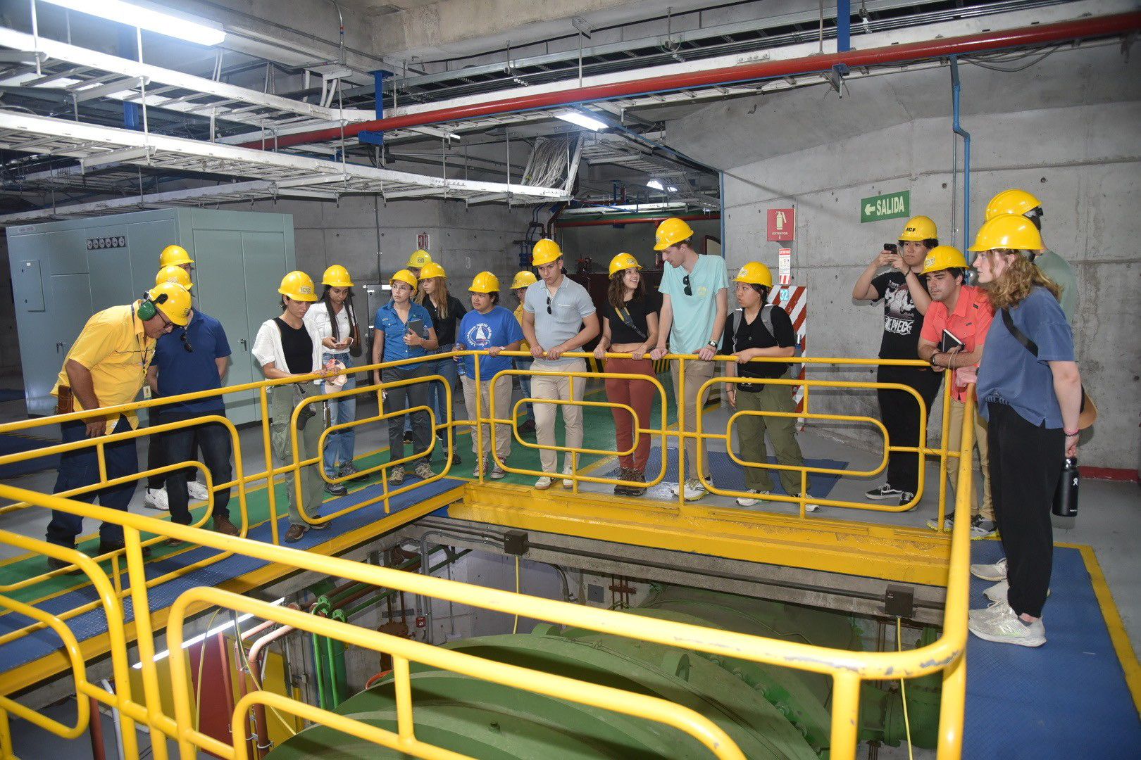 Students at a hydropower plant in Costa Rica