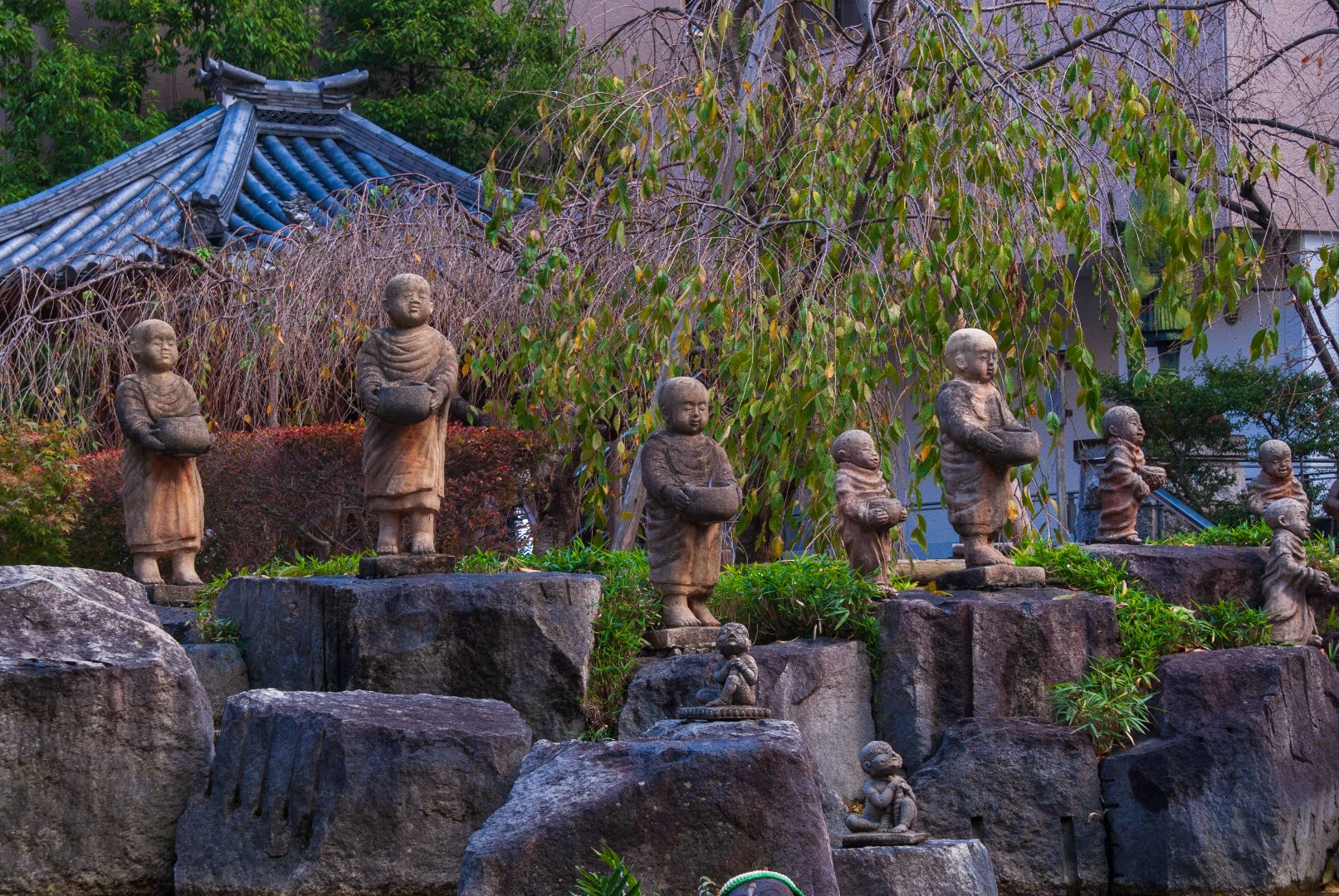 A number of Buddha statues in Kyoto