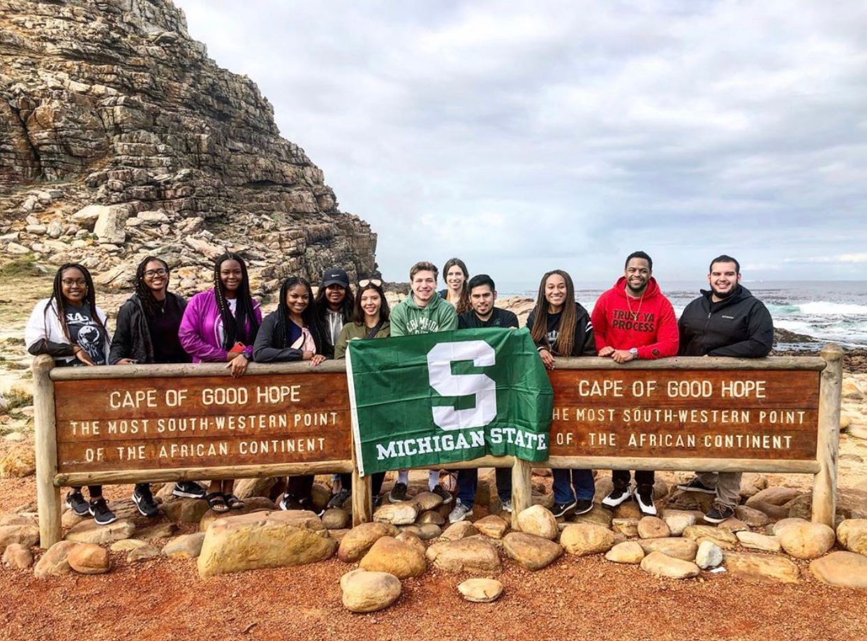 Group of students at the Cape of Good Hope in South Africa