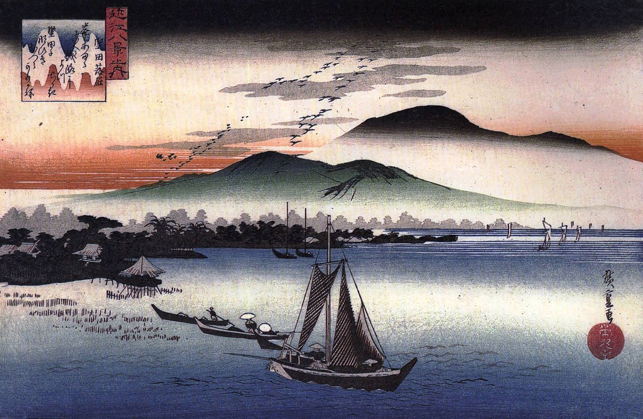 Night Rain at Karasaki as painted by Utagawa Hiroshige I