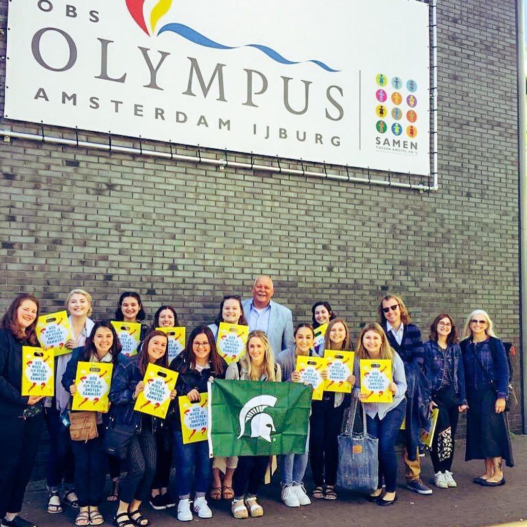 Group of students in Amsterdam in the Netheralnds
