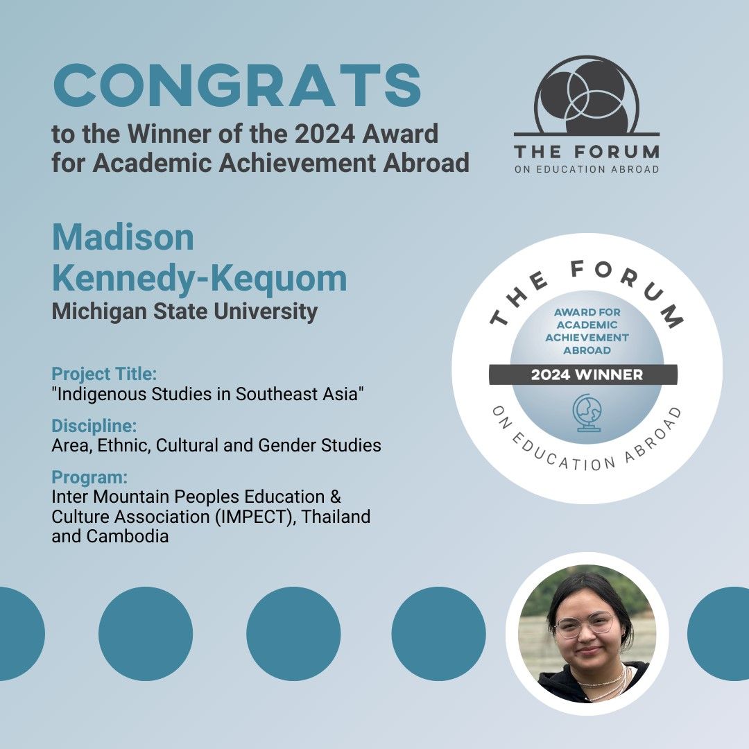 Congrats to the winner of the 2024 Award for Academic Achievement Abroad: Madison Kennedy-Kequom