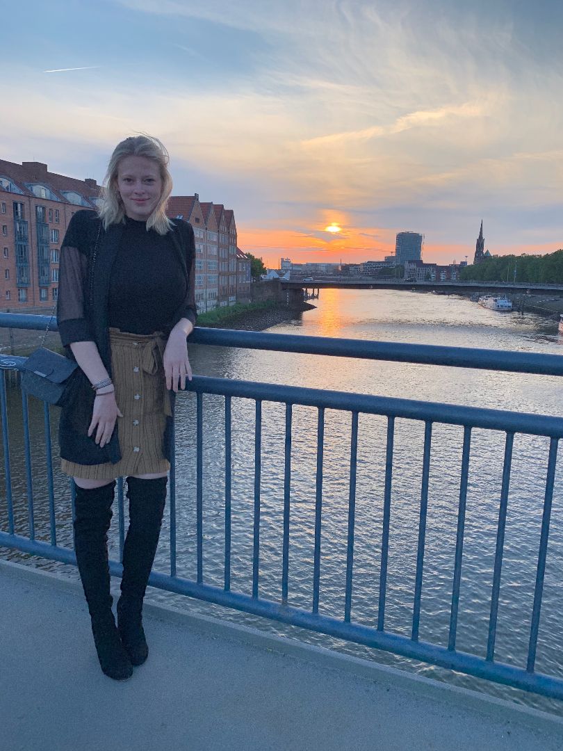Jayna standing by Rhine River in Germany