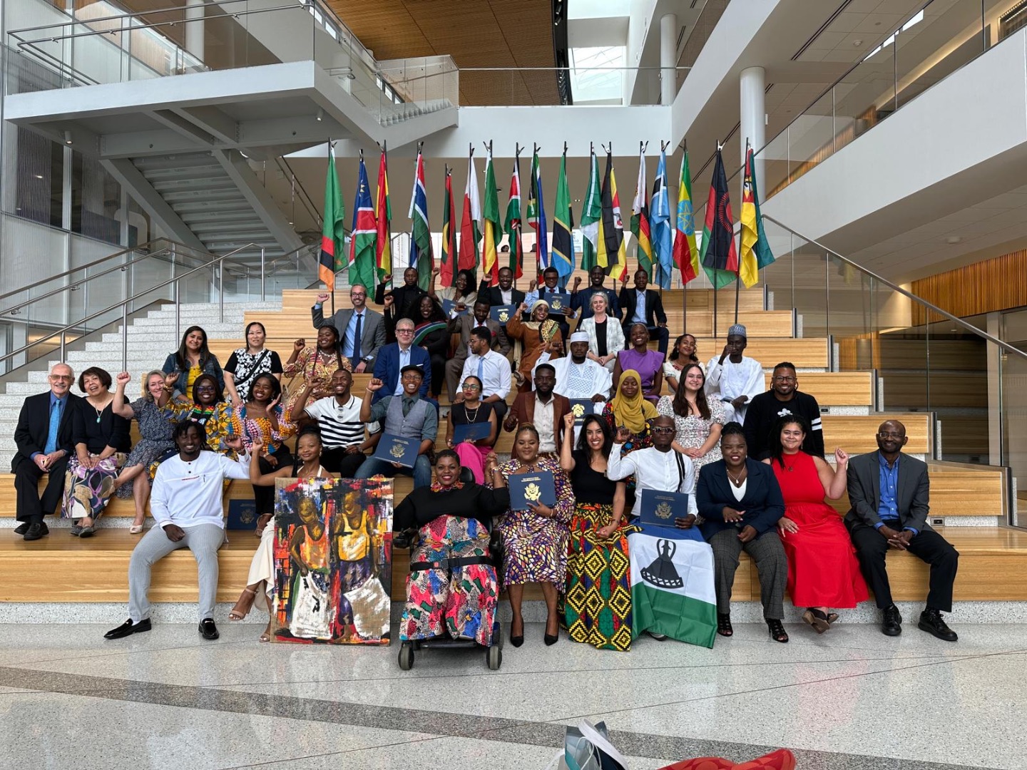 Group photo of Mandela Washington Fellows seated at MSU