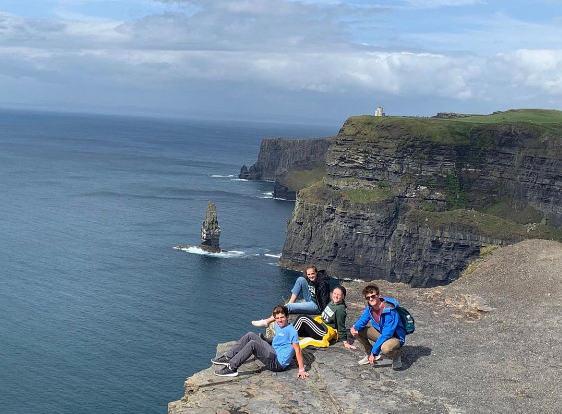 Students at Cliffs of Moher in Ireland