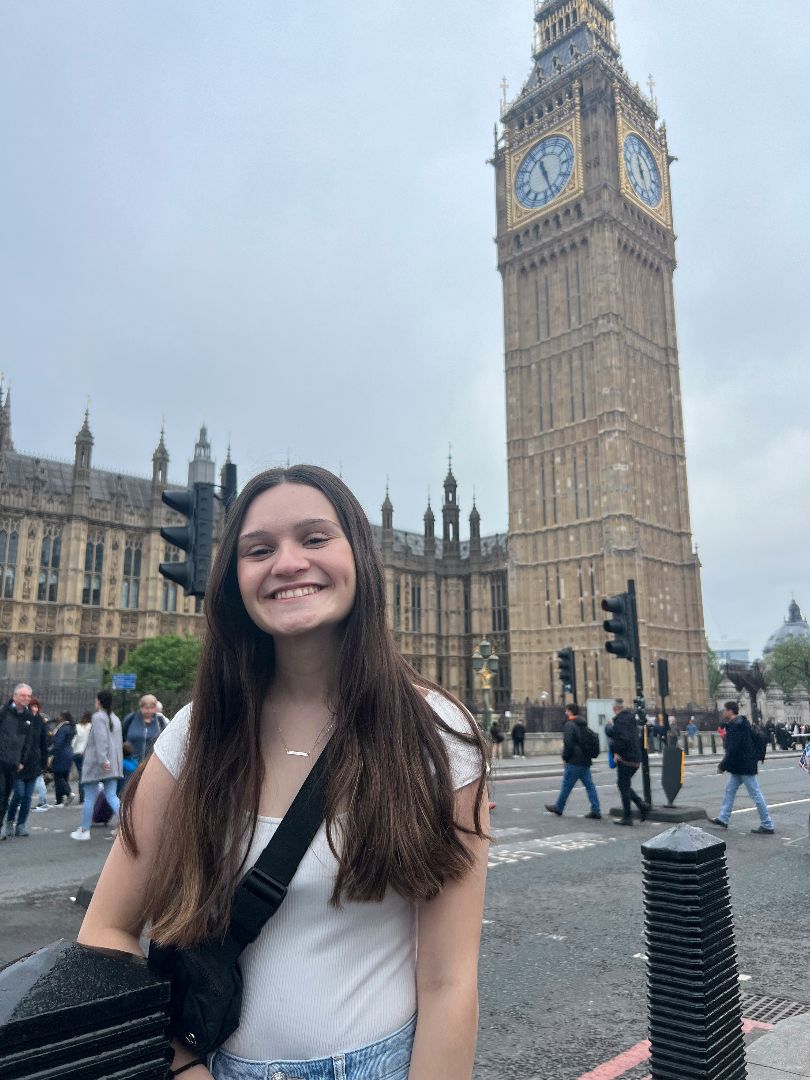 Lexi standing in front of Big Ben in London