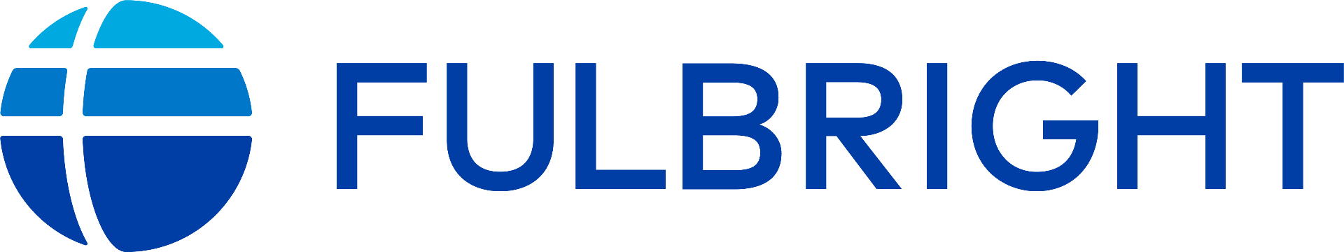 Fulbright logo featuring a conceptual globe with shades of blue