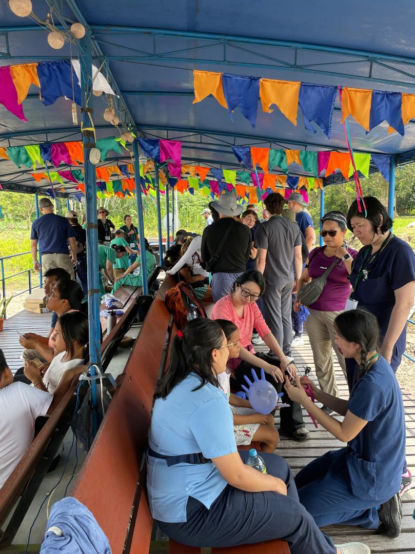 Sunshine treating patients on a boat in Peru