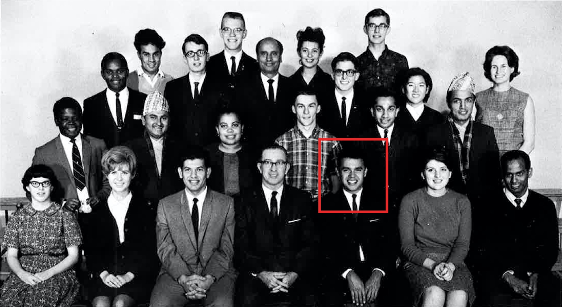 Group picture of MSU's International Club in 1966