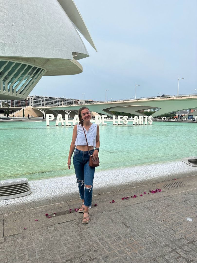 Sadie in front of art museum in Spain