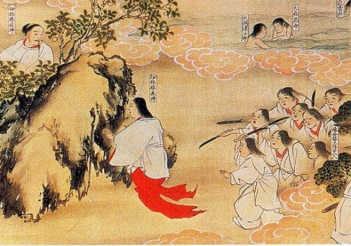 Artist interpretation of Izanagi & Izanami arguing