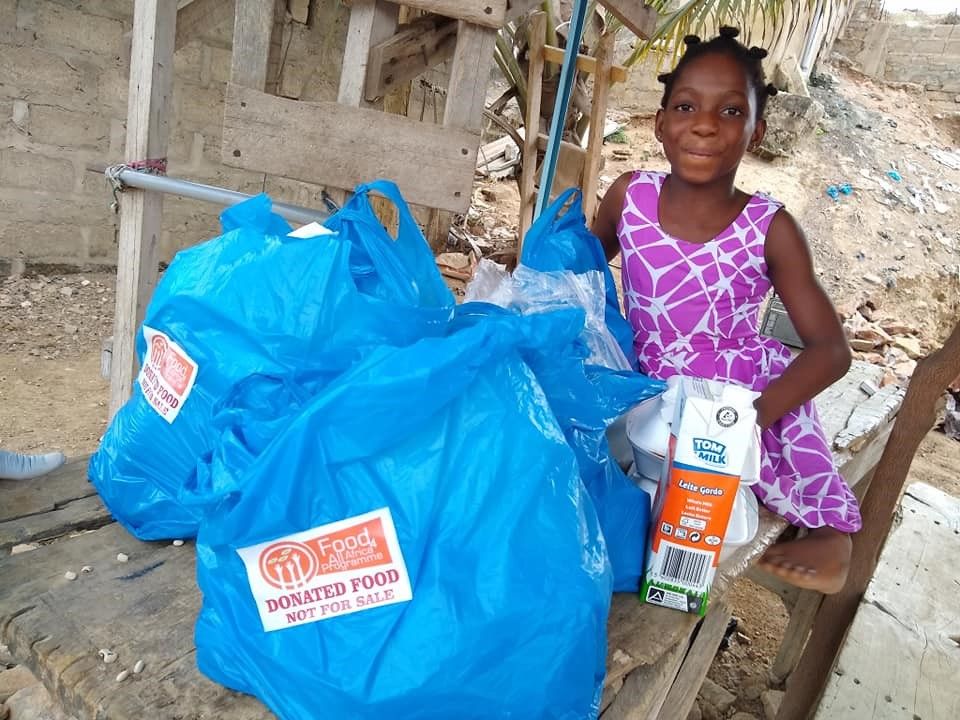 Girl with donated food