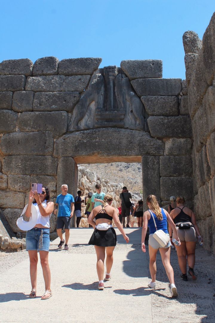 Students walking up to the Parthenon in Greece